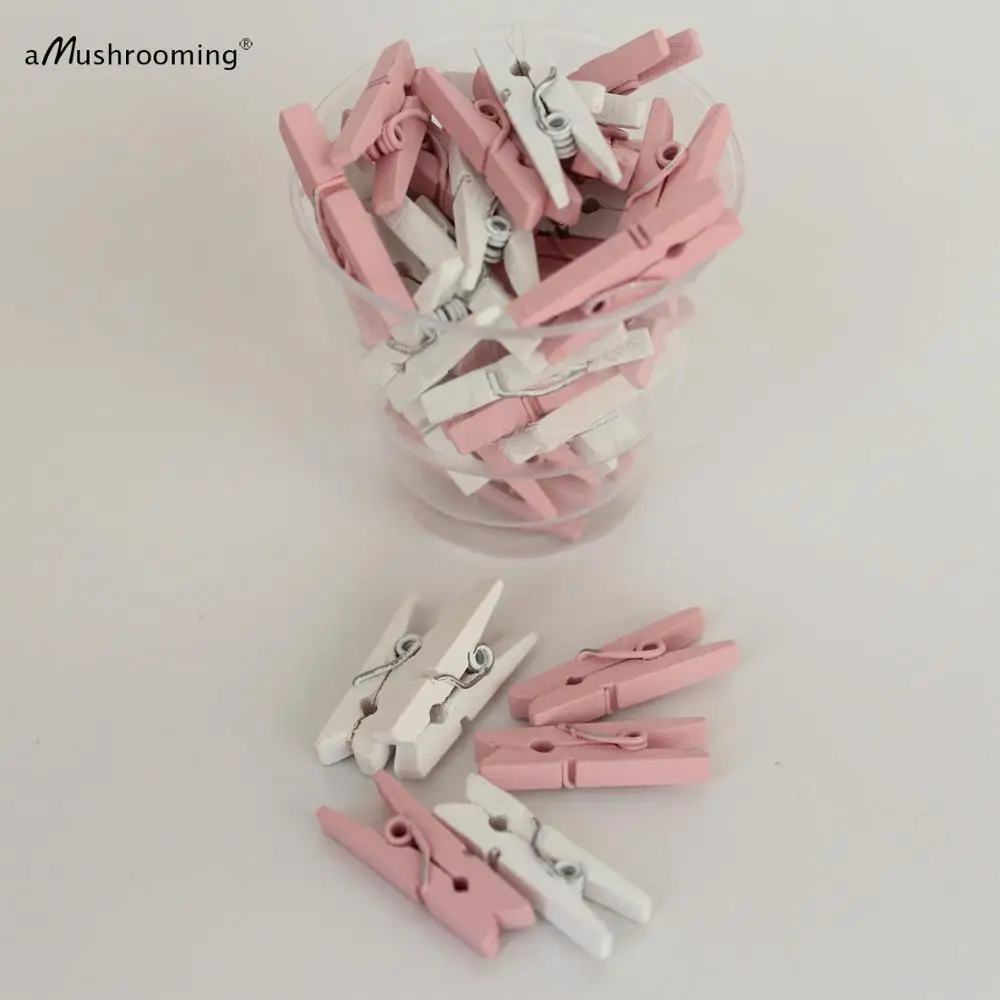 pinkwhite Микки Минни Маус Мини-прищепки 25+ Микс-красные мини-прищепки, черно-желтые белые мини-прищепки для мыши День Рождения Вечеринка Детский душ свадьба Deocr - Цвет: pinkwhite