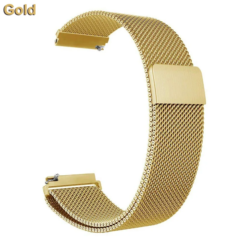 gold 22 мм 20 мм ремешок для Huami Amazfit ремешок Bip Pace Stratos 2 браслет на запястье металлический нержавеющий магнитный ремешок Смарт-часы ремень - Цвет: gold