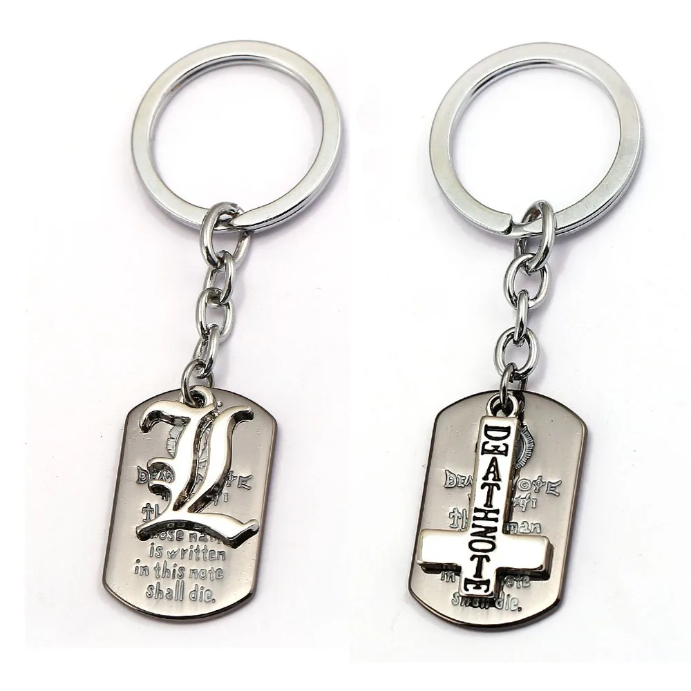Новый аниме Death Note Брелок двойной L крест логотип собака тег брелок металлический