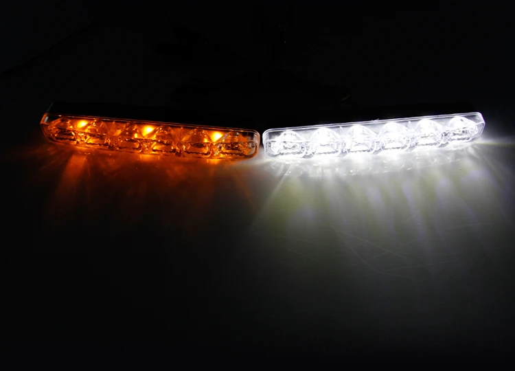 OKEEN 2 шт. супер яркий водонепроницаемый DRL 6 светодиодов Автомобильные дневные ходовые огни DRL Автомобильные дневные лампы авто противотуманный светильник белый Янтарный DC12V