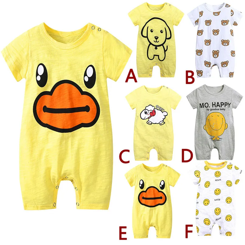 The new fashion cute design Toddler Infant Baby Girls Boys Short Sleeve Cartoon Print jumpsuit Romper #4A04 | Детская одежда и