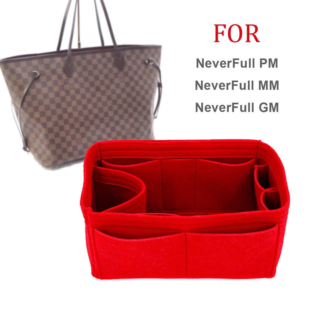NeverFull PM MM GM Felt Cloth Insert Speedy Bag Organizer Makeup Handbag Organizer Travel Inner Purse Baby Cosmetic Mommy Bag