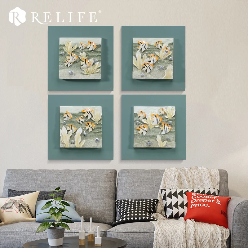 Resin Fishes Handpainted Wall Decorations Living Room Home Decor Artwork Pictures | Painting &amp Calligraphy