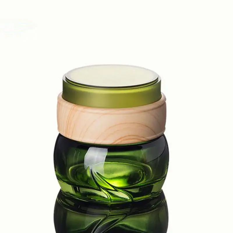 Зеленые стеклянные бутылки банка для крема глаз 50 г пустой косметический
