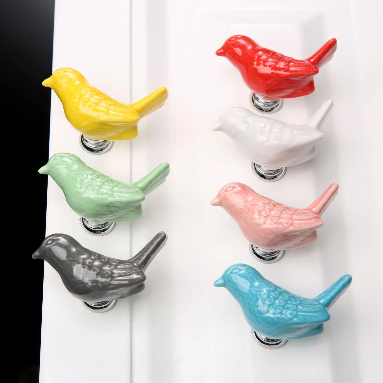 1Pc Birds Ceramic Knobs Dresser Knob Drawer Pulls Handles Colorlful Cupboard Kids Cabinet Handle Furniture Home Decor | Обустройство