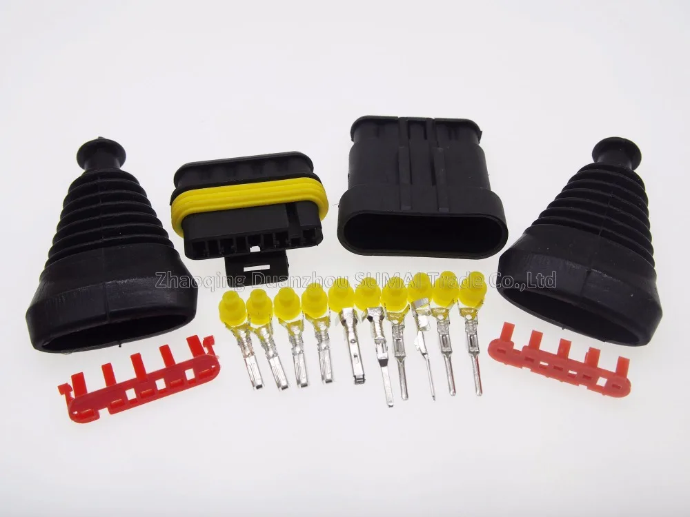 2 sets 5 Pin AMP Auto HID Connectors+sheath(2 pcs) for HEV/EV Start/Stop/Inverter Systems etc. | Обустройство дома