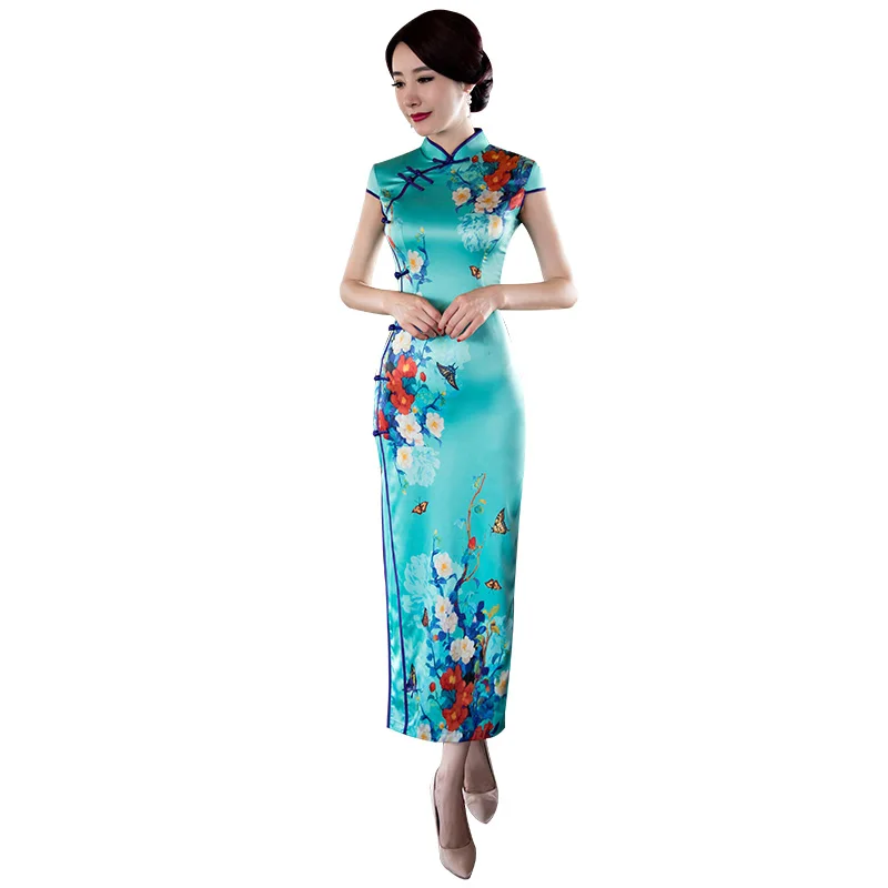 Платье Ципао длинное с принтом|qi pao|long cheongsamcheongsam dress |