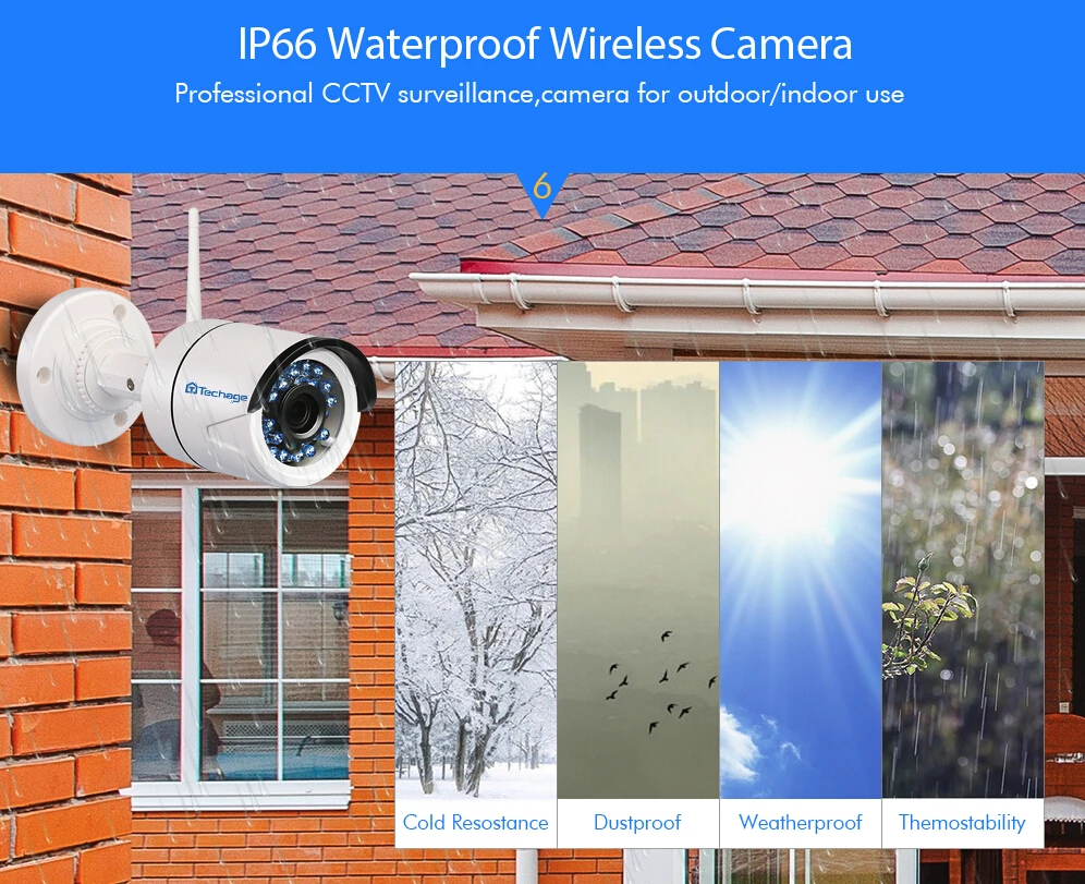 Беспроводная камера видеонаблюдения Techage 4 канала 1080 P NVR Wi Fi 2 МП|kit wifi|kit diykit kits |
