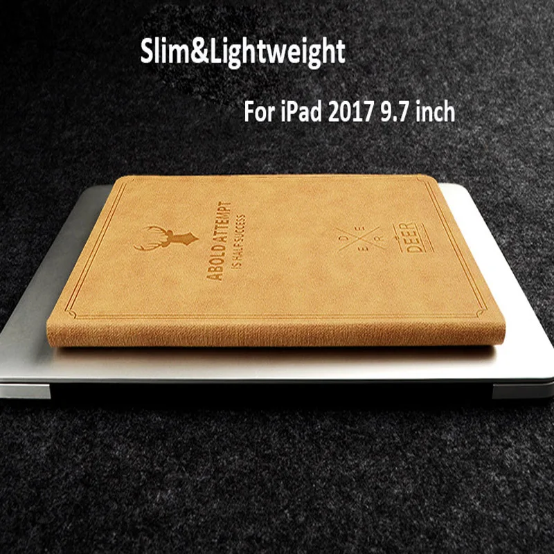 

New Tablet Stand PU Leather Magnet Protect Case for iPad 2017 9.7" Smart Cover Auto Sleep/Wake for iPad 2017 9.7 inch+Film