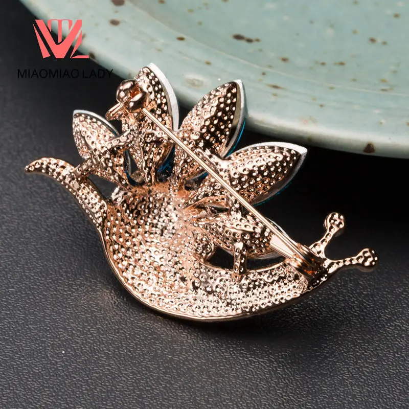 Two-tone Snail Shell Rose Gold Shape Brooch Children's Ladies Dripping Black Eyes Tortoise And Hare Racing Fairy Tale | Украшения и