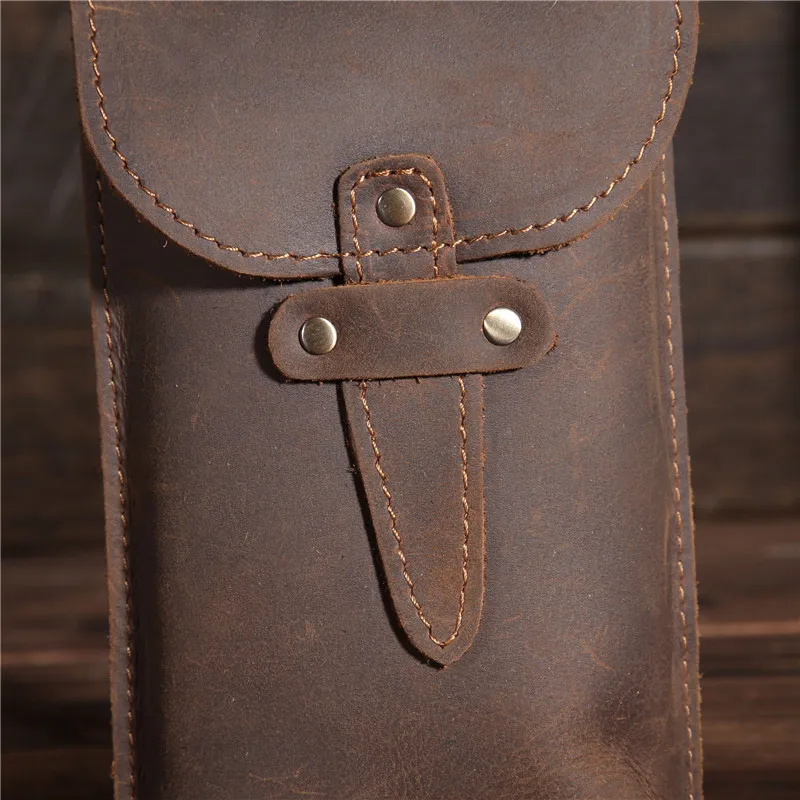 Винтажная поясная сумка B2096 для мужчин из натуральной воловьей кожи в стиле ретро