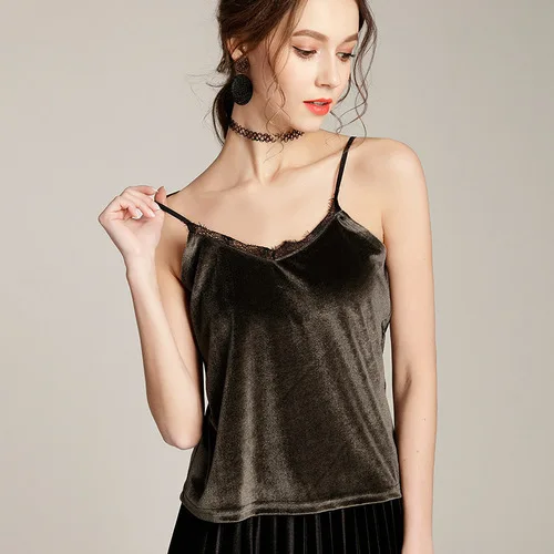 Army Green Tataria Camisole, женские топы, уличная одежда, повседневные, на тонких бретельках, женские, на бретельках, на бретельках, v-образный вырез, сексуальные, летние, женские камзол с кружевными топами - Цвет: Army Green