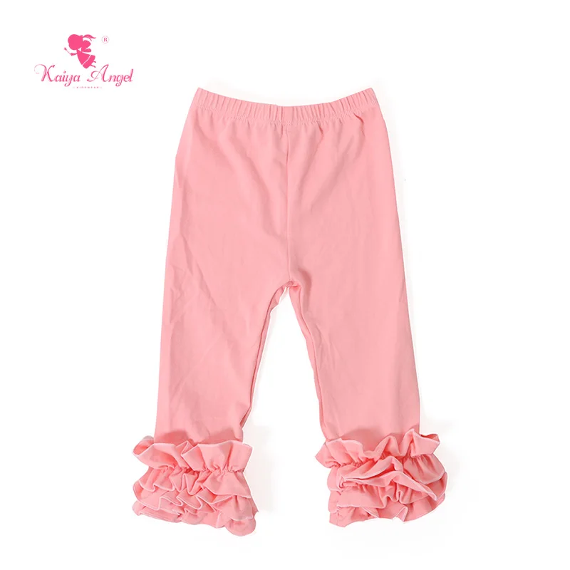 Kaiya Angel Icing/штаны 2017 г. Леггинсы для девочек с 3 оборками персикового цвета штаны От