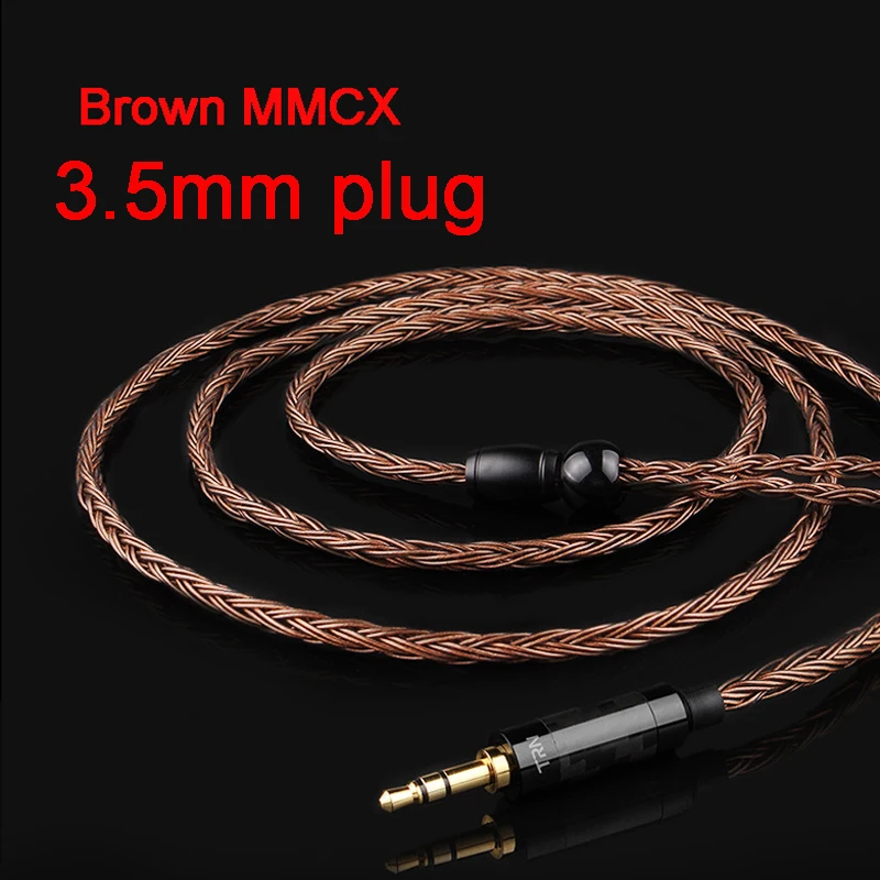 3.5mm MMCX brown 16 нитей кабель для наушников MMCX для Shure SE215 SE535 0,78 мм 2PIN для Weston TFZ W4r Um3x 0,75 мм для V10 ES3 ZSA ZS6 3,5 мм/2,5 мм - Цвет: 3.5mm MMCX brown