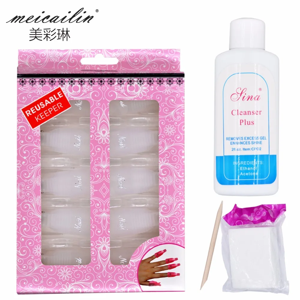 Meicailin Nail Art Plastic Gel Polish Remover Set Soak Off Clip Removing Adhesive Layer UV Cleanser Plus Clean | Красота и здоровье