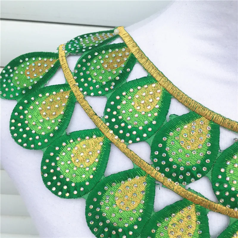 1 шт. зеленые роскошные стразы с горячей фиксацией африканский кружевной вырез