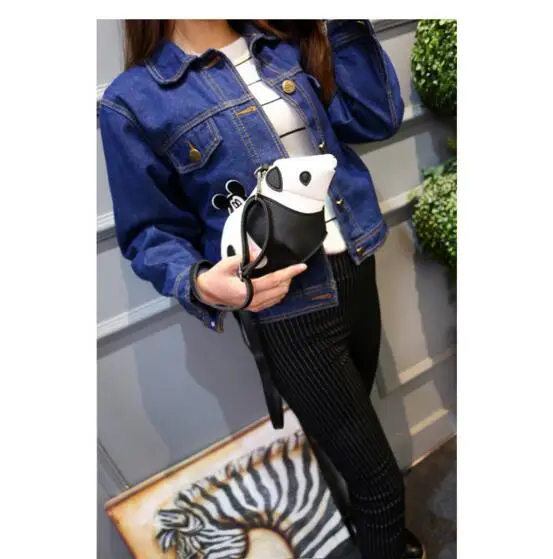 

10pcs/lot! New 2022 Designer Cute Small Mini Panda Patchwork Messenger Bag Split Leather Handbags Women Lady Bag Crossbody Bags