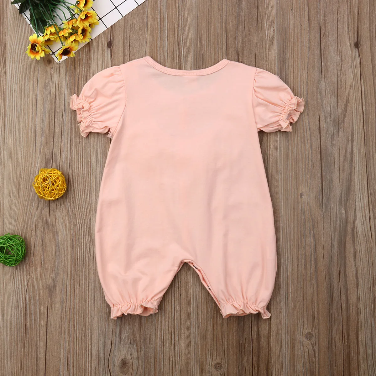Baby Romper Newborn Girls Button Up Lace Short Sleeve Jumpsuit Clothes Outfits 0-24M | Детская одежда и обувь