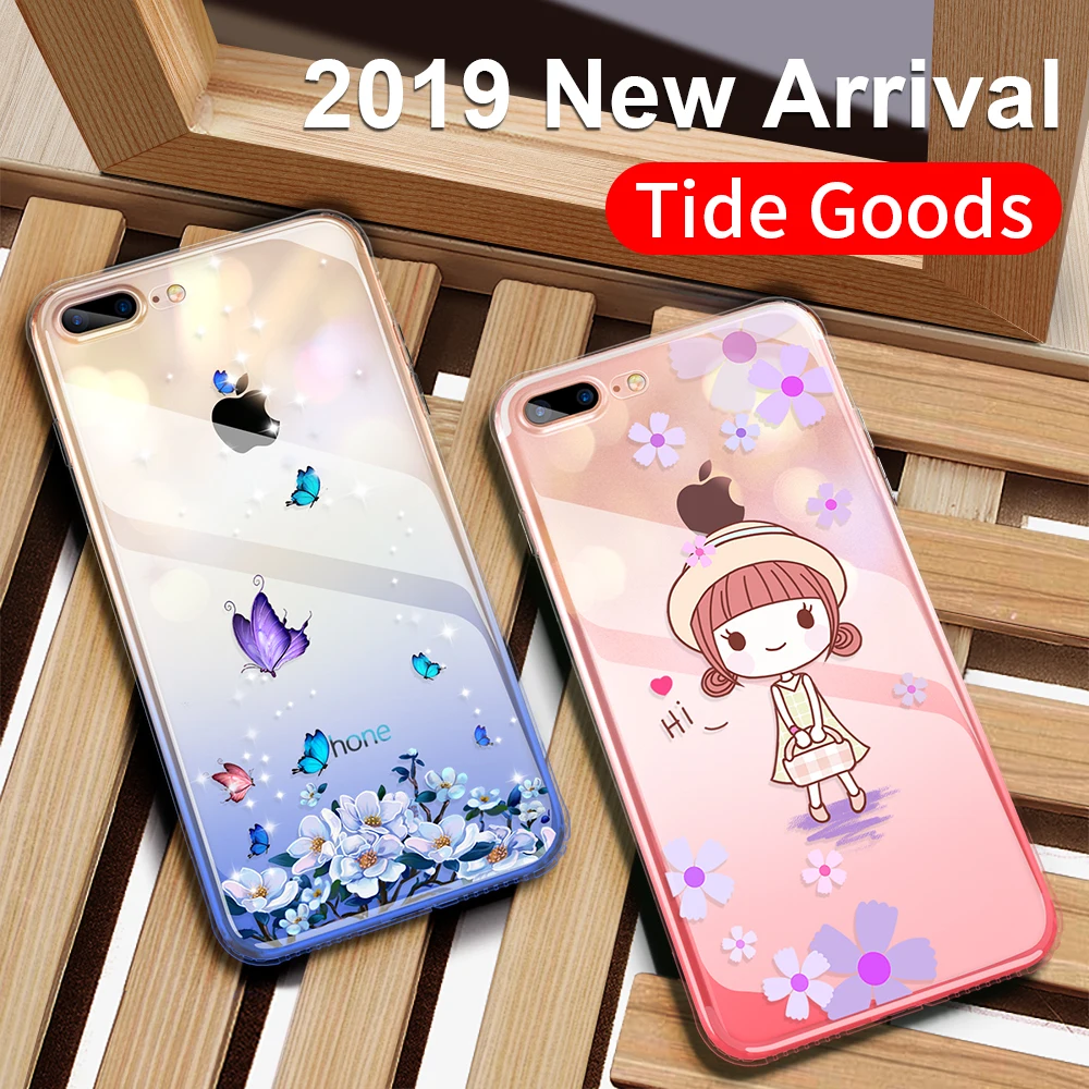 JUESHITUO Phone Case For iPhone X XR XS Max 8 7 6 6s Plus Cute Cartoon Cover Colorful Gradient Patterned Cases |