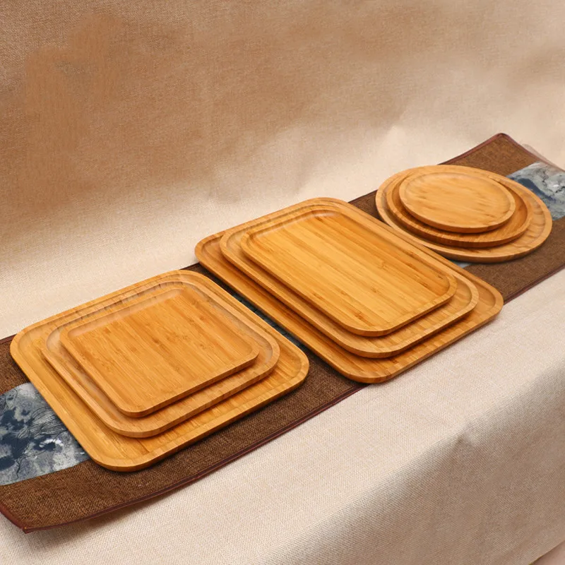 Бамбуковый прямоугольный круглый поднос кофейный бамбуковый для чая товары