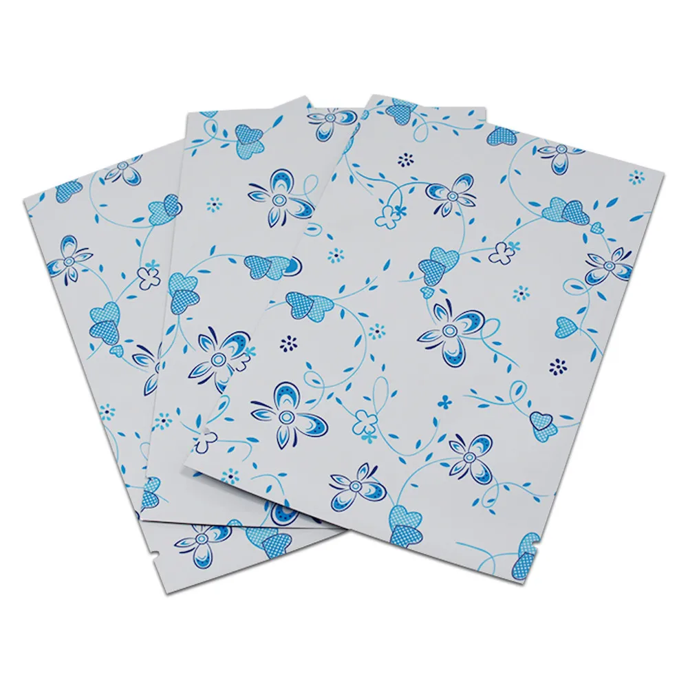 100 шт алюминиевой фольги мешки с цветочным принтом Открытый Топ термопечать