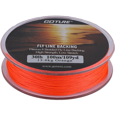 Orange 30LB Goture 20 фунтов линия для мух 100 м/109Yrd 8 нитей лавсановая плетеная леска желтый и черный двойной цвет подложка линия для ловли нахлыстом - Цвет: Orange 30LB