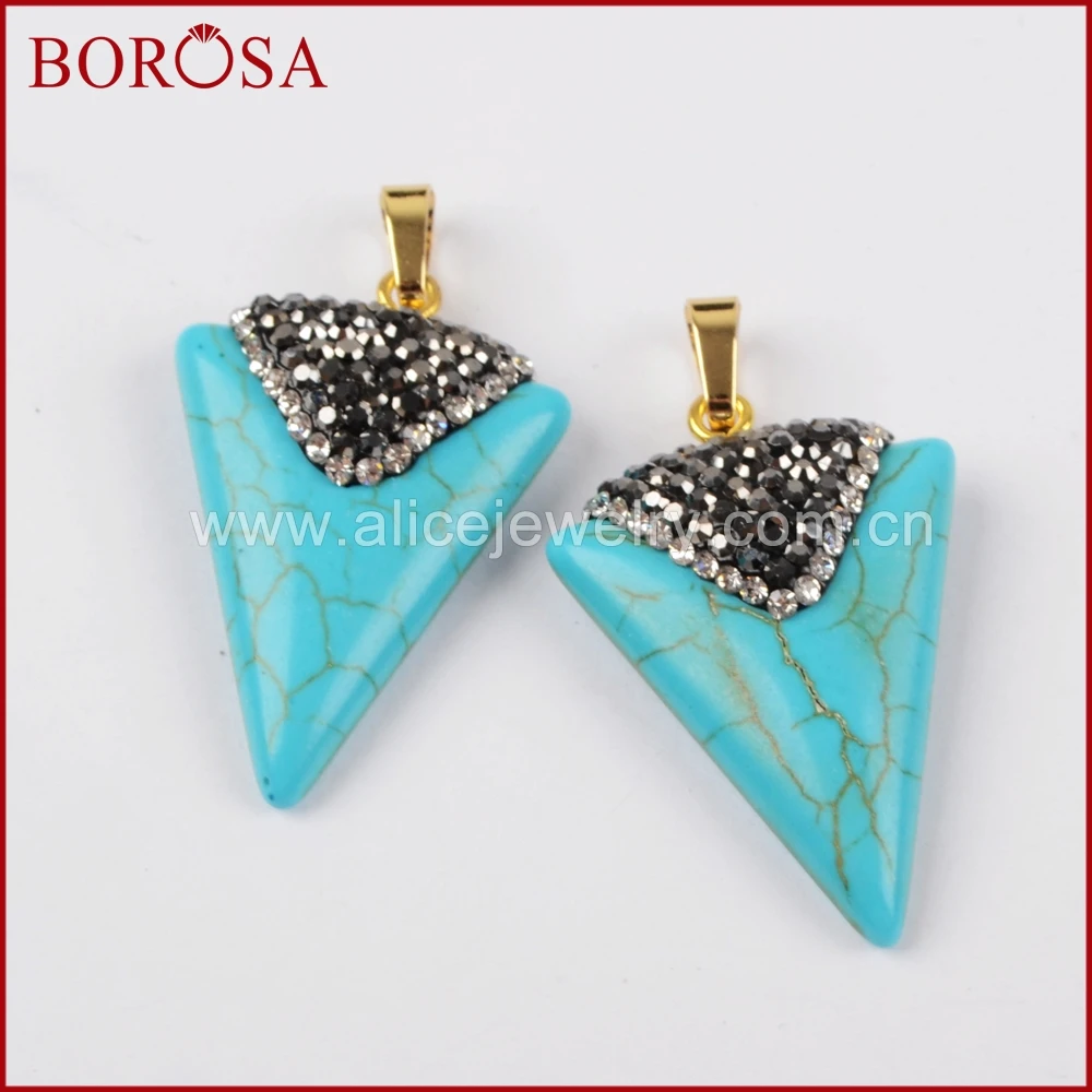 BOROSA треугольник синий Howlite подвеска из каменной друзы для ожерелья Новые