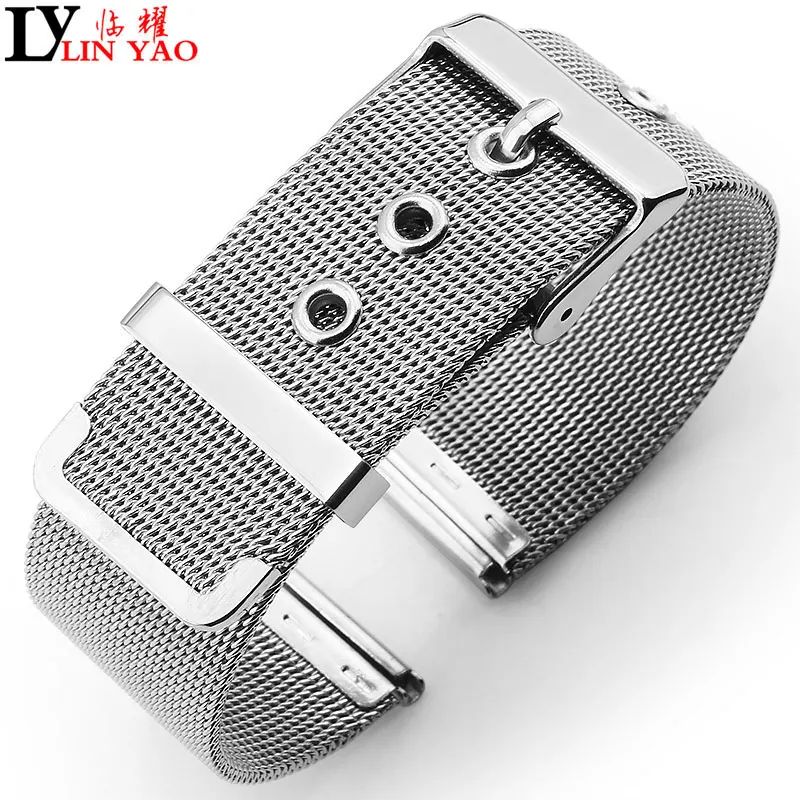 Стальная сетка тонкая для кварцевых часов браслетов 16 мм 24 мужской ремешок из