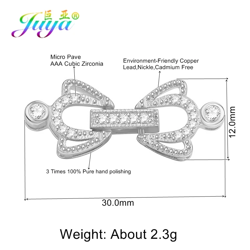White Gold Juya DIY для женщин натуральный камень жемчуг ювелирных изделий Компоненты кубического циркония металлическая пряжка для крепления застежки аксессуары - Цвет: White Gold
