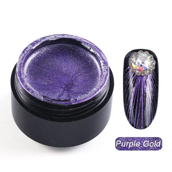 Purple Gold 1 шт. металлический Паутинный Гель-лак для дизайна ногтей рисунок УФ Гель-лак 6 цветов наклейки для ногтей зеркальный медный проволочный клей LE964 - Цвет: Purple Gold