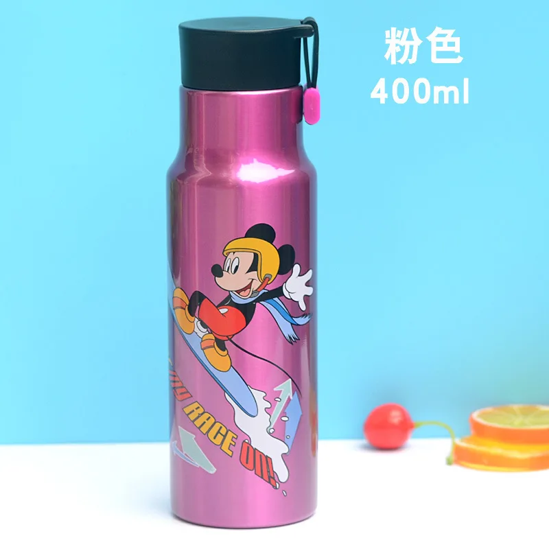 Purple pink Дисней Микки Минни мультфильм маленький рот кружка с аниме рисунком вакуум 304 аустенитный термос из нержавеющей стали асимметрия чашка 400 мл - Цвет: Purple pink