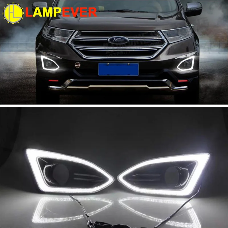 2 шт. для Ford Edge светодиодный DRL Дневной ходовой свет Водонепроницаемая противотуманная фара с противотуманной лампой отверстие автомобиля-Стайлинг ламповый
