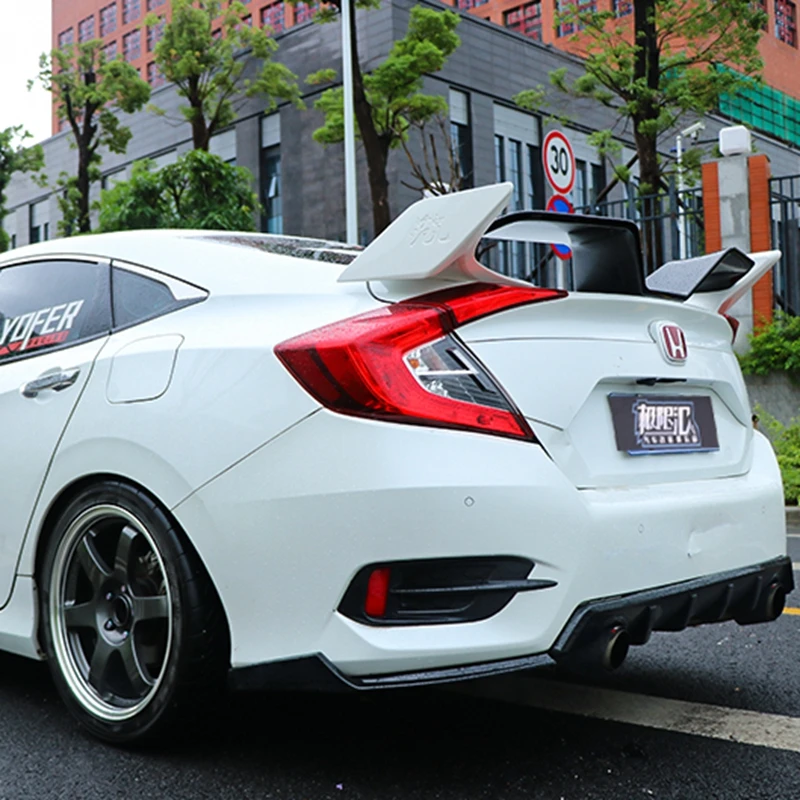 Для Honda Civic спойлер yofer стиль украшение автомобиля задняя крыша хвост крыло ABS пластик черный узор спойлер