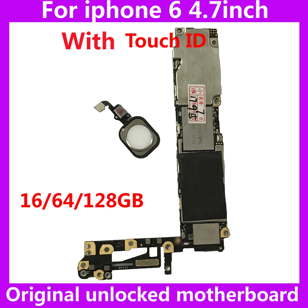 Разблокированная материнская плата для iphone 6 16 ГБ 64 128 оригинальная с/без touch ID