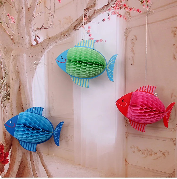 1 шт. бумажные подвесные фонари в виде рыбок и птиц для украшения сада|lantern for