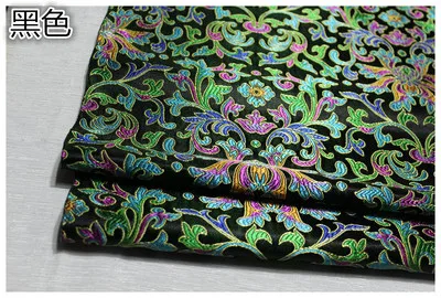 black base CF384 1 ярд 6 цветов китайские Цветочные Парчи жаккард Cheongsam шелковая парча ткань для женского платья ткань для китайской свадьбы - Цвет: black base