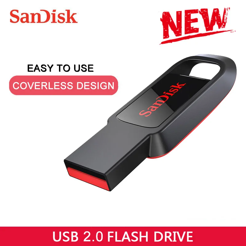 Новый мини флеш накопитель usb 2 0 128 ГБ 64 32 16 флешка CZ61 100% оригинальный SanDisk Черный