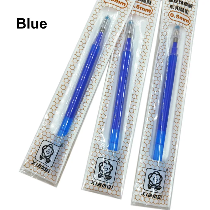 8 цветов на выбор стираемая ручка унисекс для офиса и школы - Цвет: 3PCS Blue refills