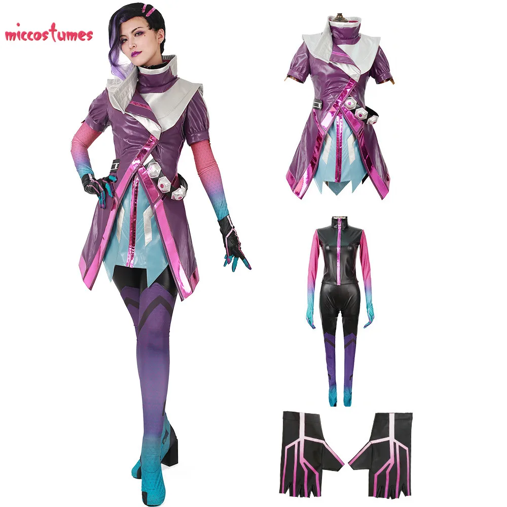 Sombra косплей костюм женская фиолетовая одежда комбинезон пальто
