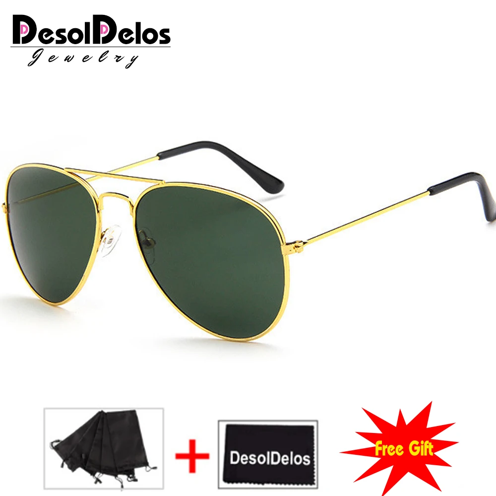 gold dark green Новинка, модные солнцезащитные очки пилота для женщин, фирменный дизайн, солнцезащитные очки для женщин, женские солнцезащитные очки, Oculos Lunette Femme - Цвет линз: gold dark green