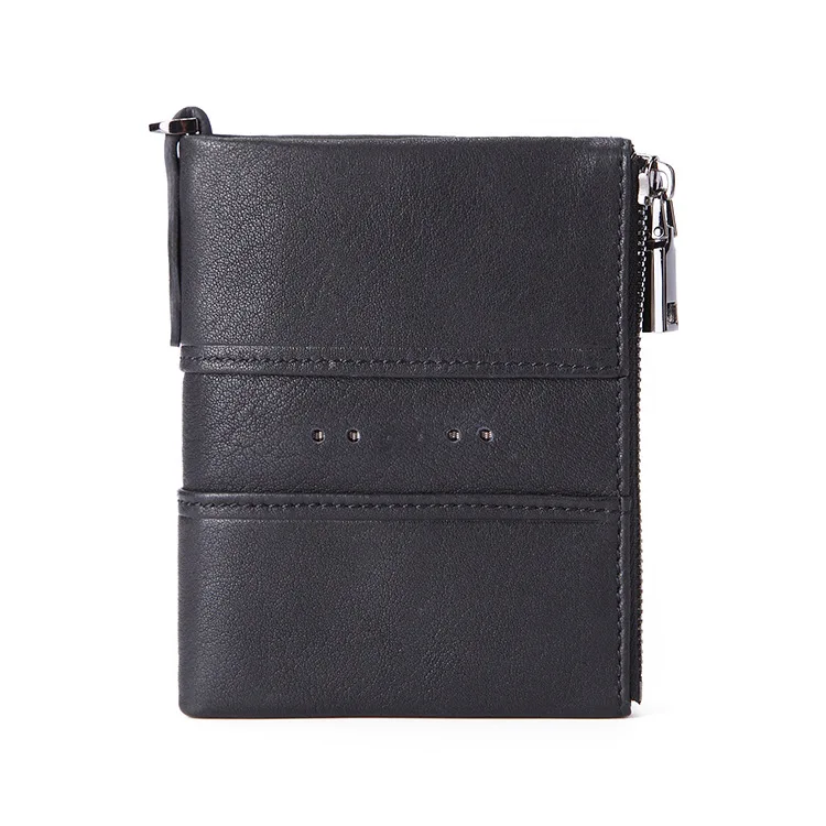 Black Men wallet GENODERN модные новые мужские кошельки RFID Блокировка натуральная кожа двойная молния кошелек для мужчин короткий мужской кошелек - Цвет: Black Men wallet