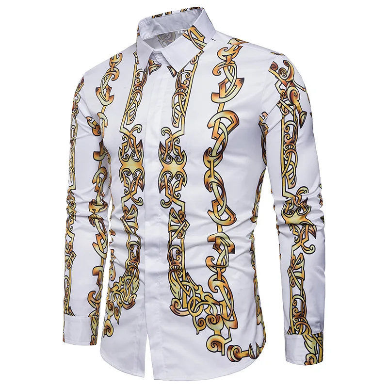Мужская Весенняя рубашка с длинным рукавом и 3D принтом Размеры ЕС/США|fashion shirt