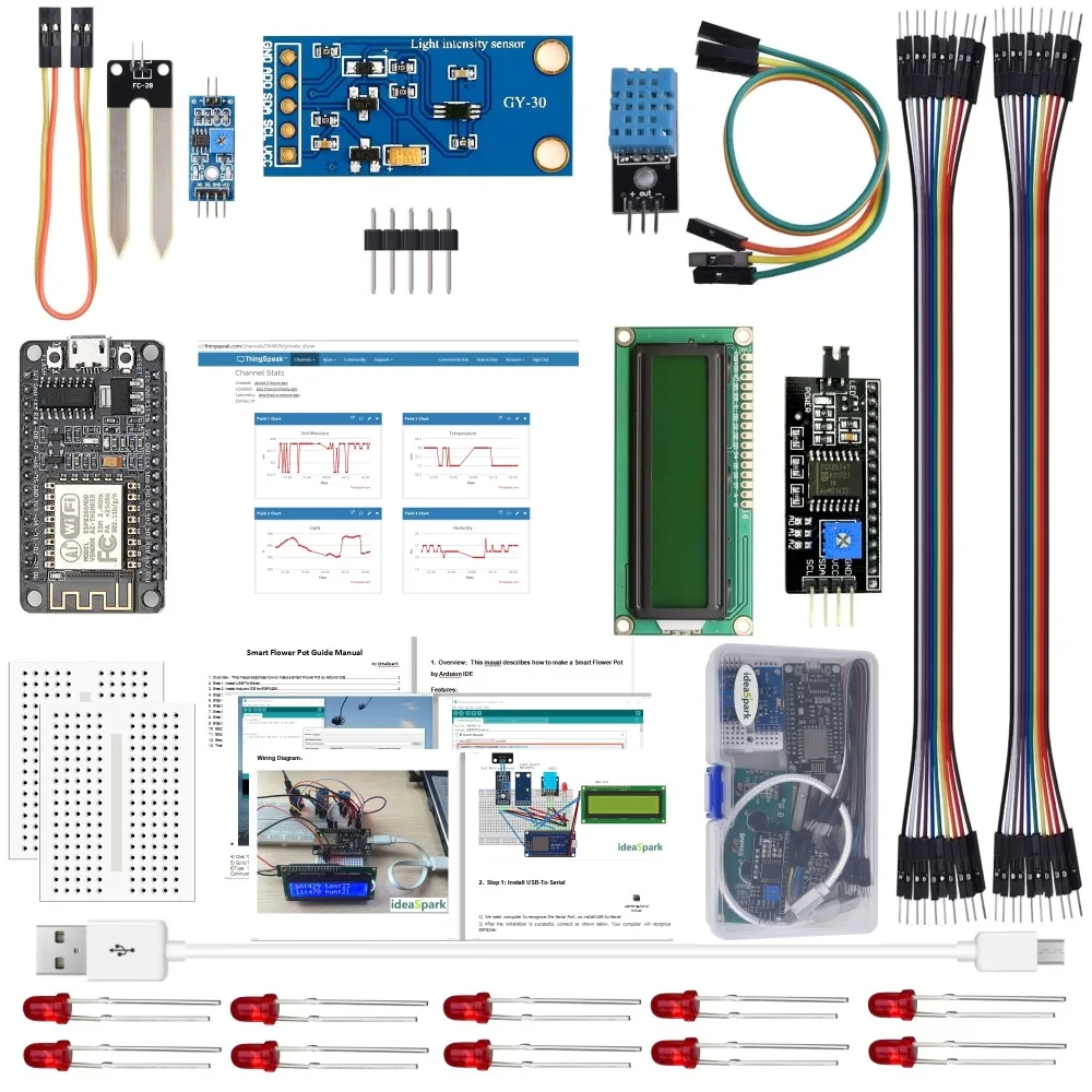 ESP8266 умные наборы цветочных горшков с датчиком влажности и температуры почвы, светильник для Arduino IDE IoT Starter