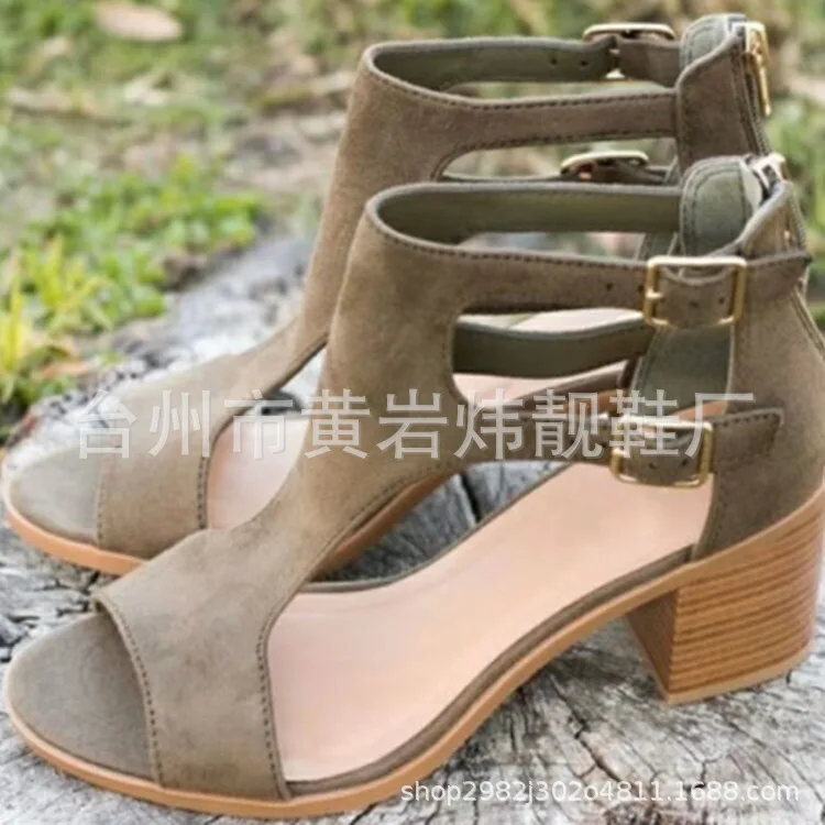 Женские босоножки на высоком каблуке из искусственной кожи с пряжкой ремешке