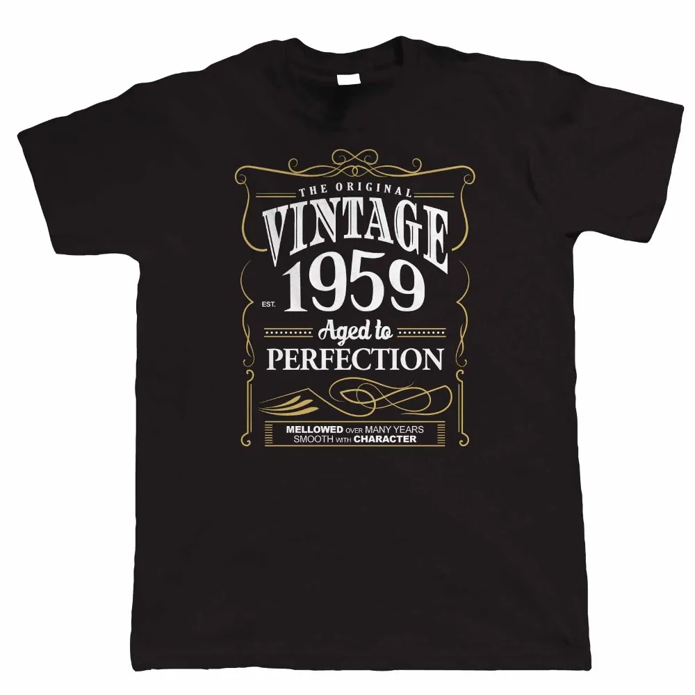 

Vintage 1959 Aged To Perfection, Mens T Shirt - 60Th Birthday Year Gift Dad Him Newest Style 3D Print Men Homme Summer T Shirts