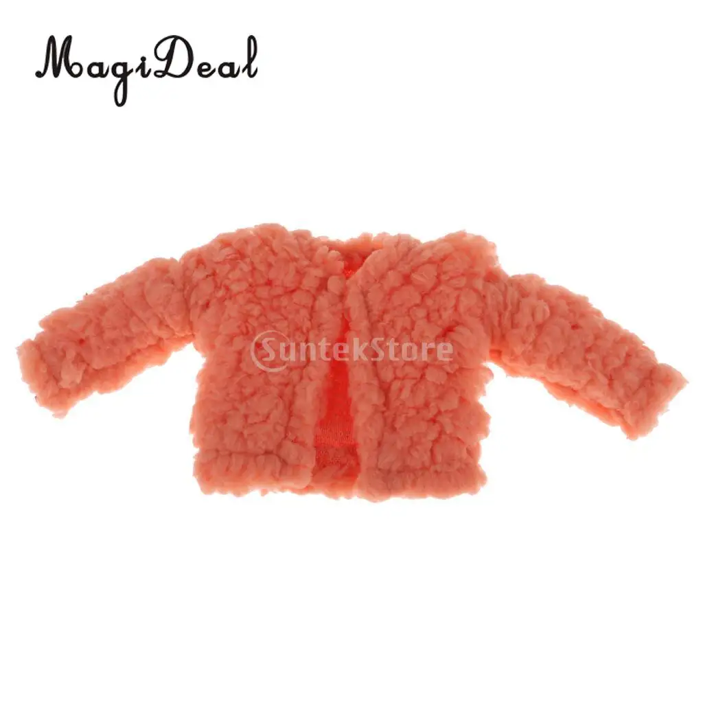 Orange 1/6 модное короткое плюшевое пальто без воротника для куклы Blythe зимняя одежда аксессуары - Цвет: Orange