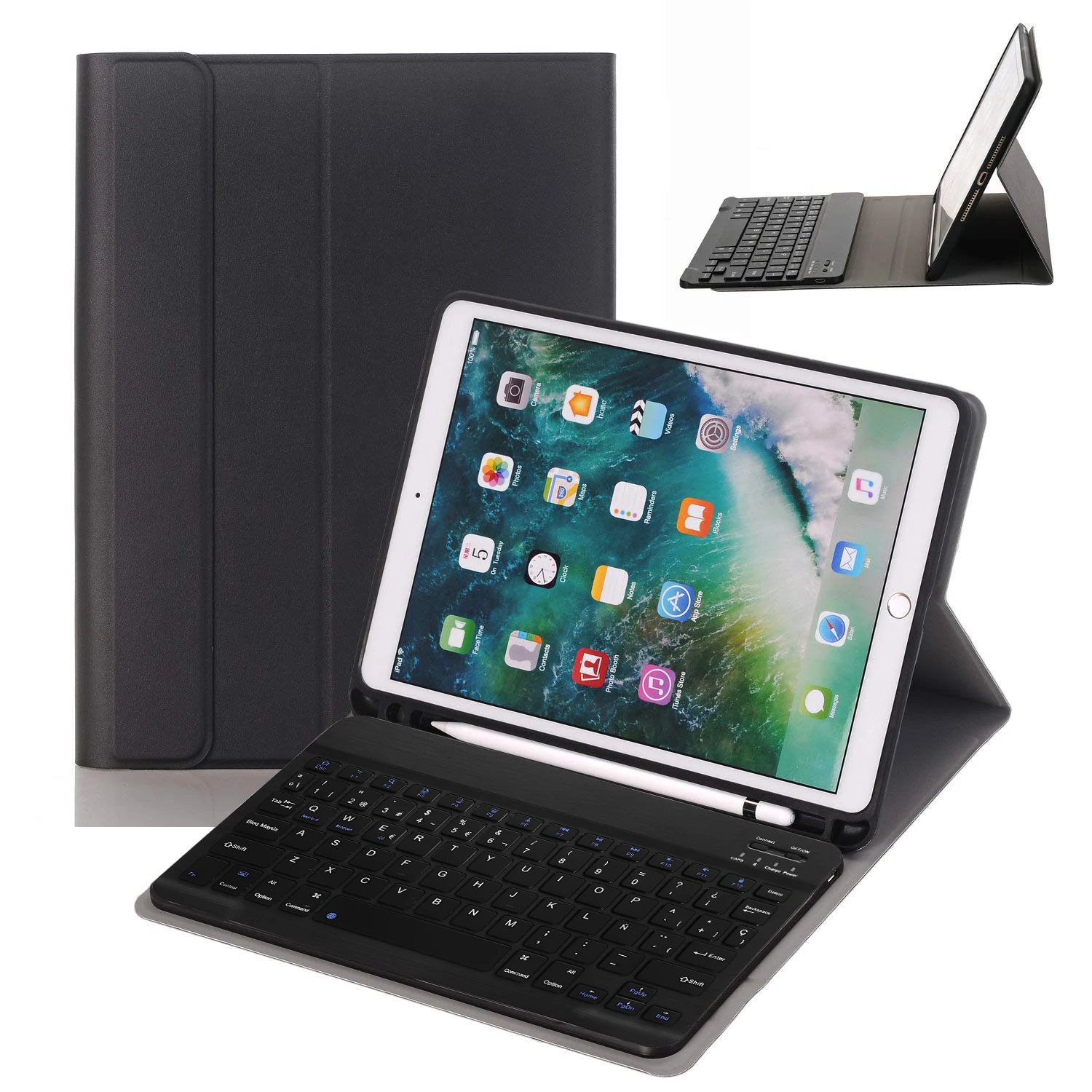 Испанская клавиатура чехол для iPad 6th 9,7 с чехлом bluetooth-клавиатура W Карандаш крышка-держатель для iPad Air 1/2 Pro 9,7 чехол