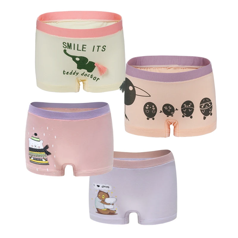 

4Pcs/lot 2019 New Children Cotton Panties girls cute cartoon printed baby girls kids Underwear Boxer Briefs Panties CHU040