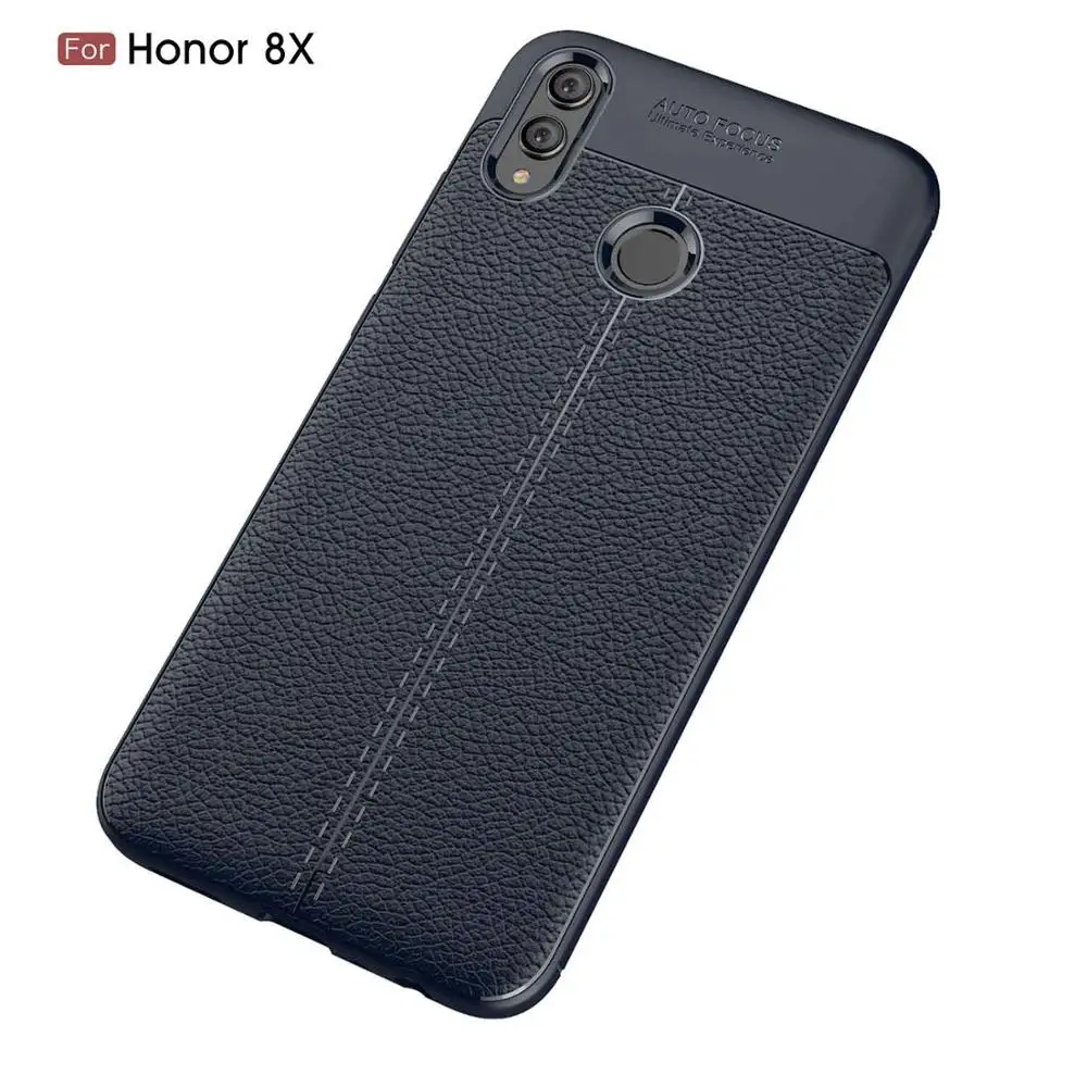 Для Honor 8X8 X Max Чехол кожаный Стильный чехол прочный ТПУ чехол для телефона для huawei Honor 8C 8 C чехол Полная защита бампер оболочка - Цвет: Синий