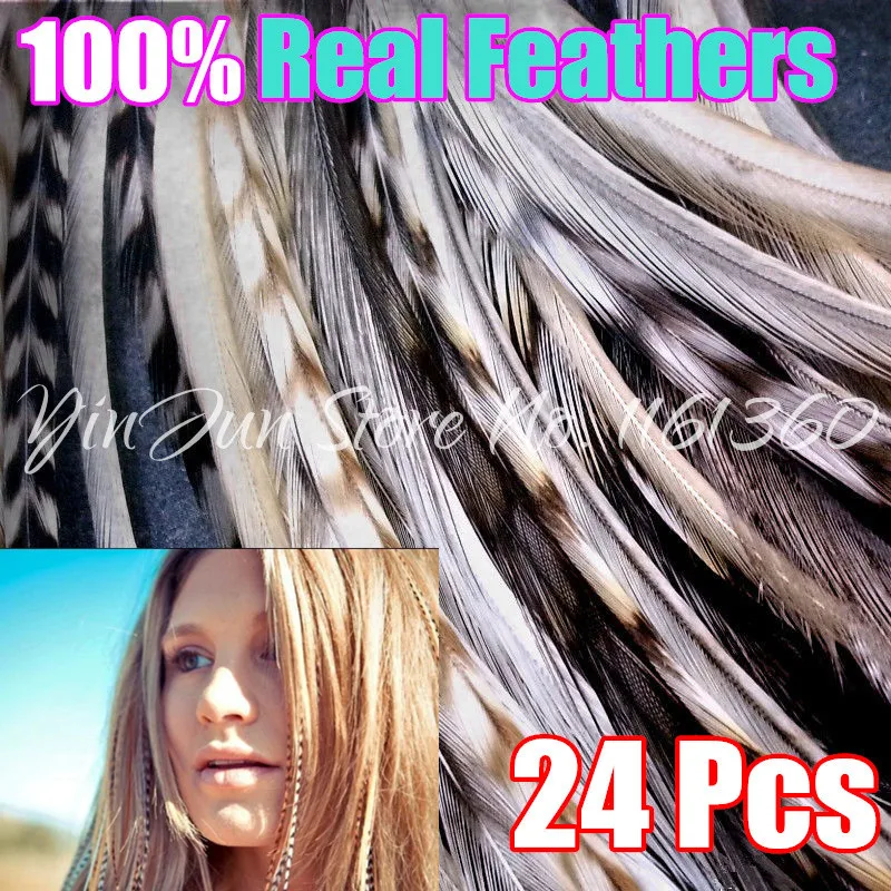 Женские заколки для волос с перьями 24 шт. 6 12 дюймов|accessories hair extensions|styling